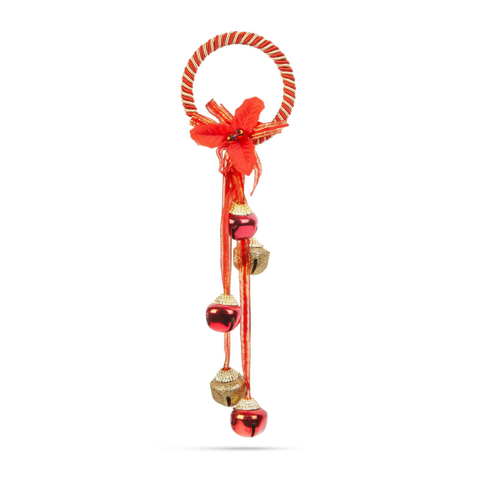 Clopoței chinezești, ornament de Crăciun pentru ușă - metal, roșii thumb