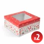 Cutie de cadouri din hârtie, cu motive de Crăciun - capac transparent - 2 buc / pachet