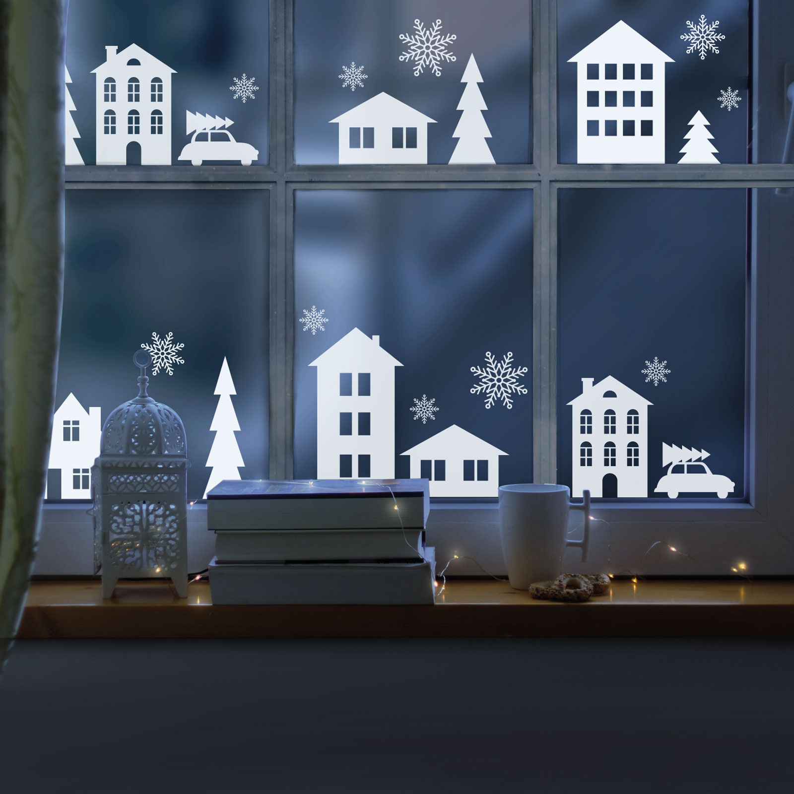 Decorație pentru fereastră de Crăciun - peisaj de iarnă - 37,5 x 27 cm thumb