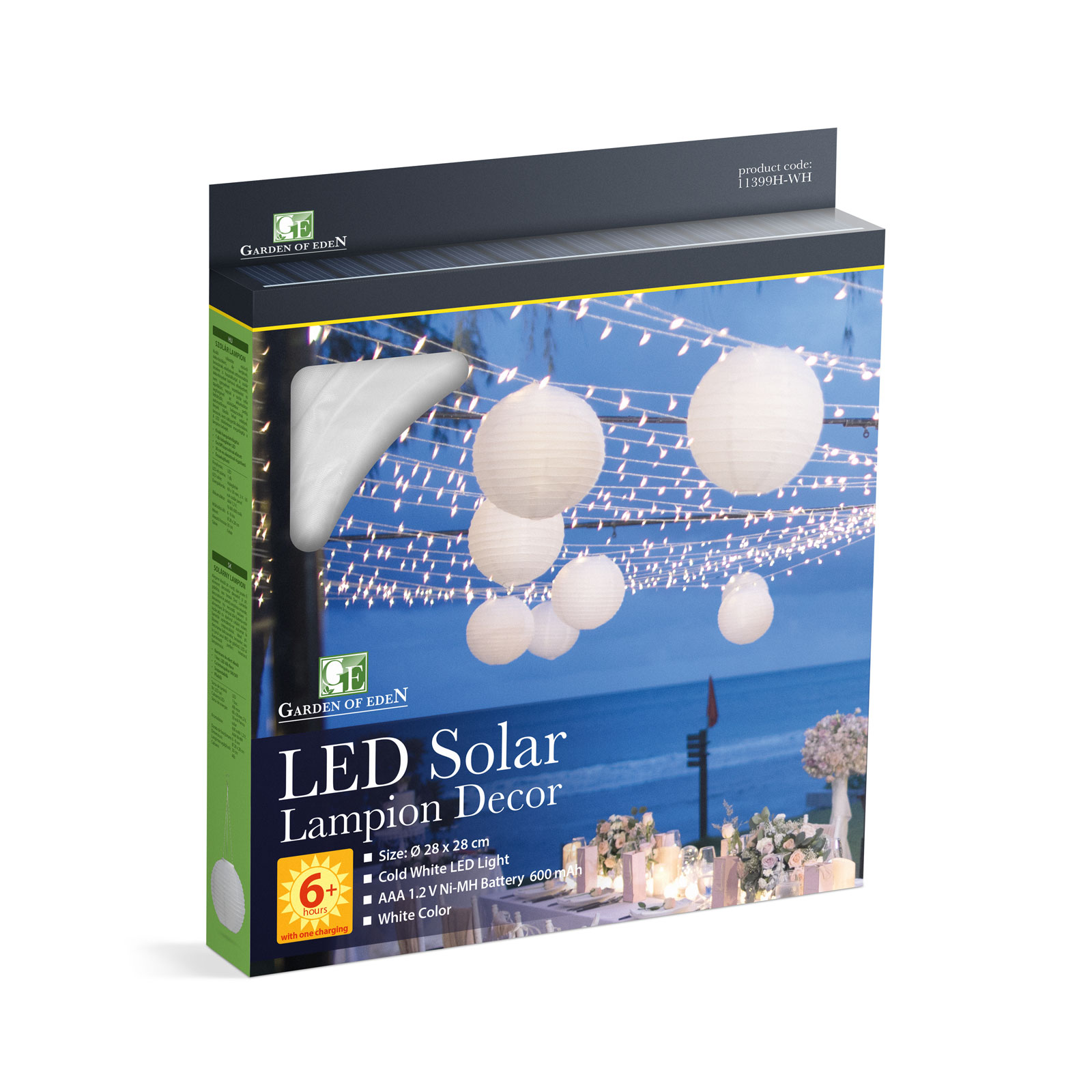 Felinar solar - alb - LED alb rece - 28 cm thumb
