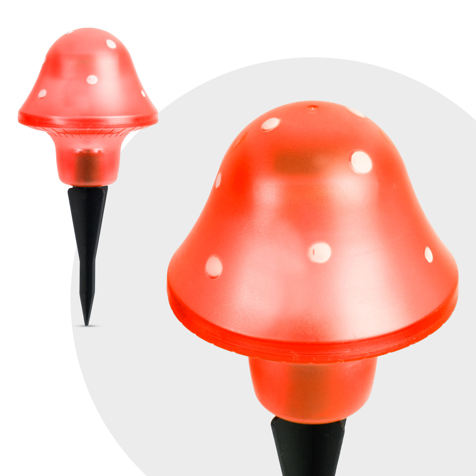 Lampa solara ciuperca LED - rosu - 11 cm thumb