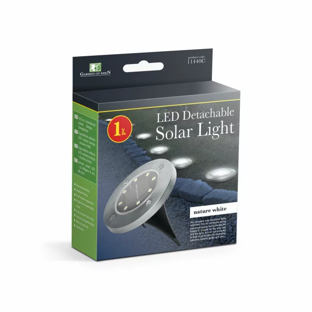 Lampă solară LED - circulară - alb cald - 12 cm