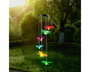 Lampă solară suspendată - fluturi - cu LED RGB - 78 x 12,5 cm