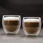 Pahar din sticla pentru cappuccino cu perete dublu - 250 ml - 2 buc/cutie