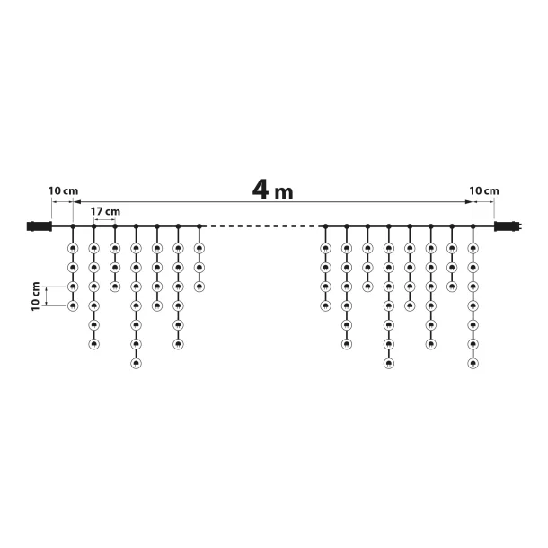 Perdea luminoasă - 200 LEDuri - alb cald - IP44 - 4,2 m - 8 programe