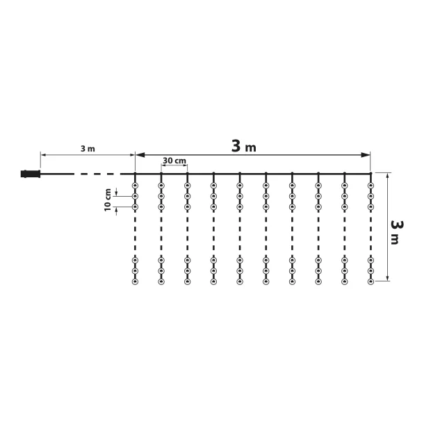 Perdea luminoasă - 300 micro LEDuri - alb rece - 3 x 3 m - 230V - cu telecomandă