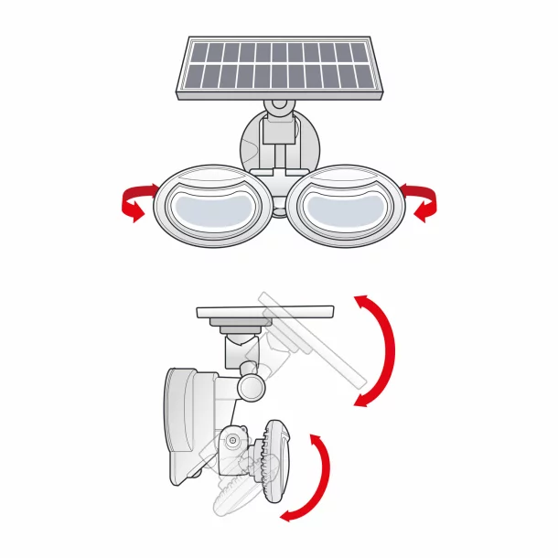 Reflector solar cu senzor de mișcare și cap rotativ - 2 LED-uri COB