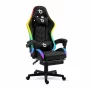 Scaun gamer RGB LED - cu cotiere, perna - negru