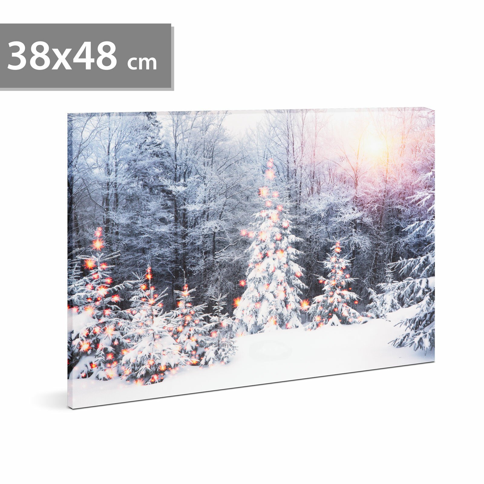 Tablou cu LED - peisaj de iarnă - LED - cu agățătoare, 2 baterii AA - 38 x 48 cm (58474) thumb