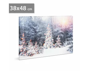 Tablou cu LED - peisaj de iarnă - LED - cu agățătoare, 2 baterii AA - 38 x 48 cm (58474)