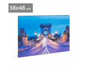 Tablou decorativ cu LED - &quot;Podul cu lanțuri&quot; - 2 x AA, 38 x 48 cm