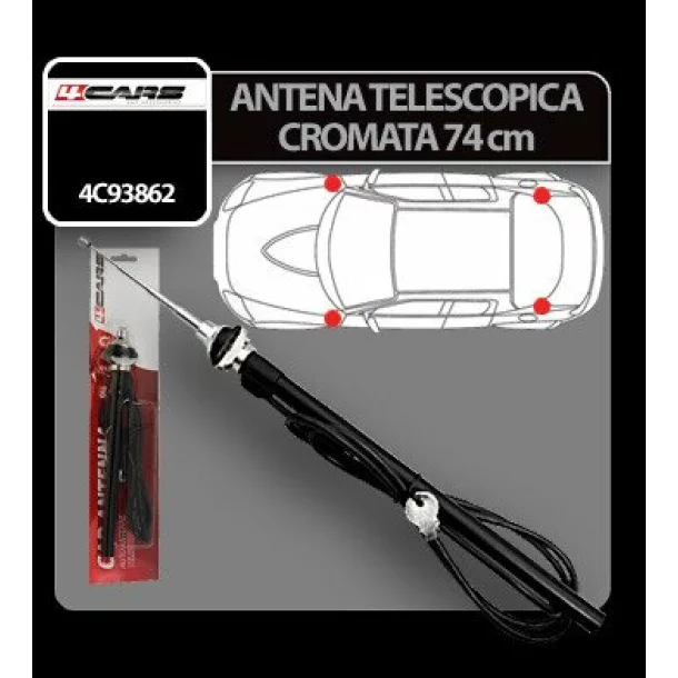 4Cars telescopic antenna - 74 cm - Chrome