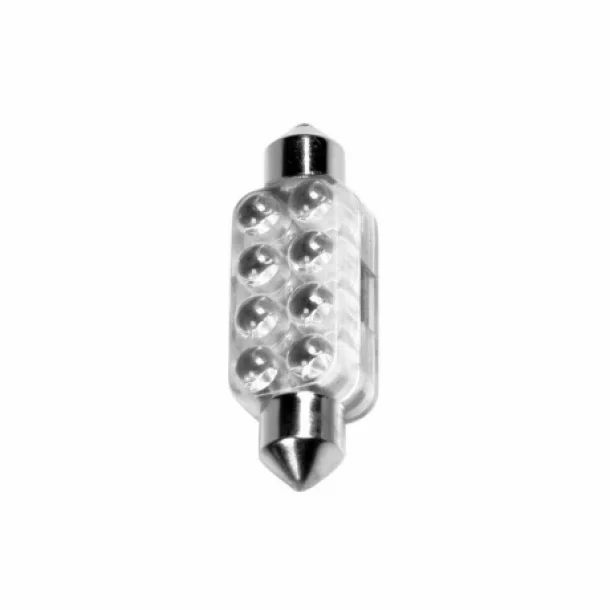 LED tipusu izzo 12V szoft 8 db LED-del 13x44mm SV8,5-8 1db - Feher Y