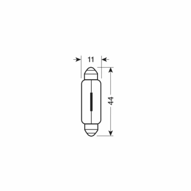 12V Blue Dyed Glass, festoon lamp - 11x44 mm - 10W - SV8,5-8 - 2 pcs - D/Blister
