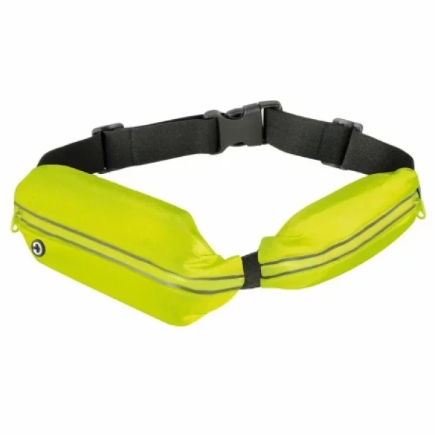 Borseta de brau cu doua buzunare, insertii reflectorizante, impermeabila, Sport Pouch - Galben neon