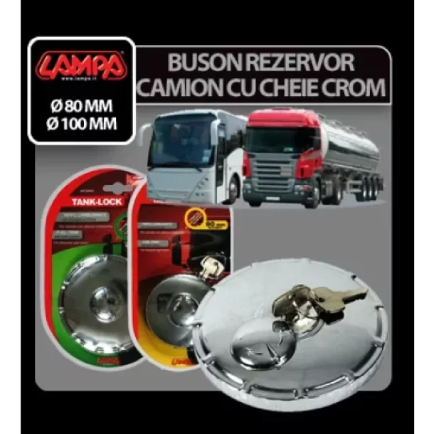 Kromozott kamionos tanksapka kulccsal - O60MM-ujra lezarva,