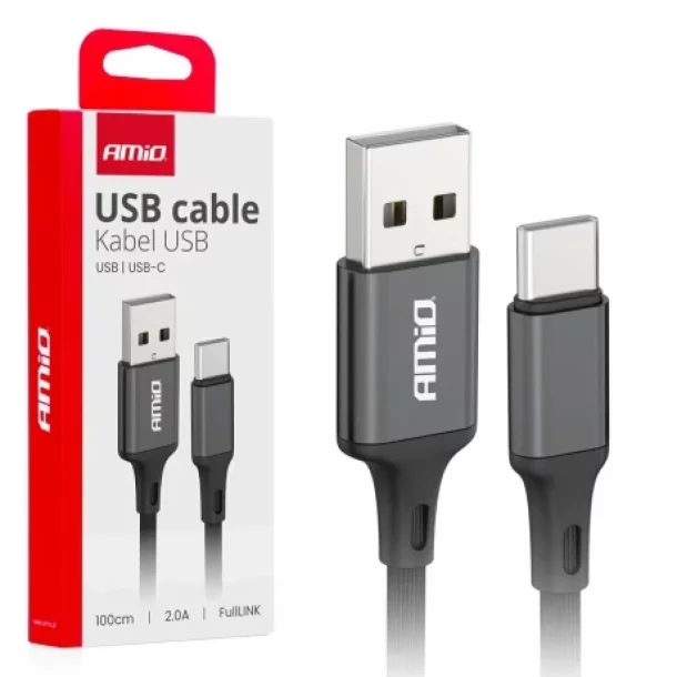 Adat es toltokabel USB-rol USB Type-C tipushoz, 2A, 100cm, FullLINK Amio