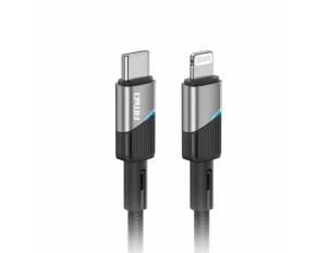 Adat es toltokabel USB Type-C-rol Lightning tipusra, 20W, 100cm, LED-del, FullLINK Amio, Fekete