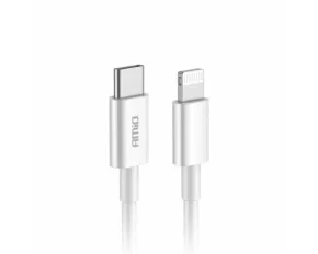 Adat es toltokabel USB Type-C-rol Lightning tipusra, 20W, 100cm, FullLINK Amio, Feher