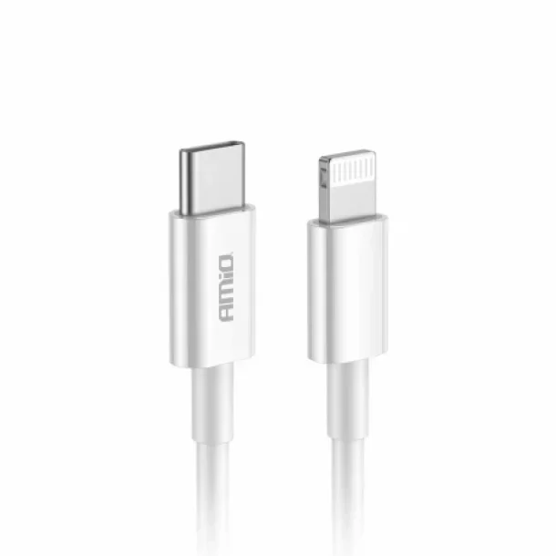 Adat es toltokabel USB Type-C-rol Lightning tipusra, 20W, 100cm, FullLINK Amio, Feher