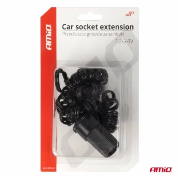 Amio car lighter socket extender with 3m cable, 12/24V