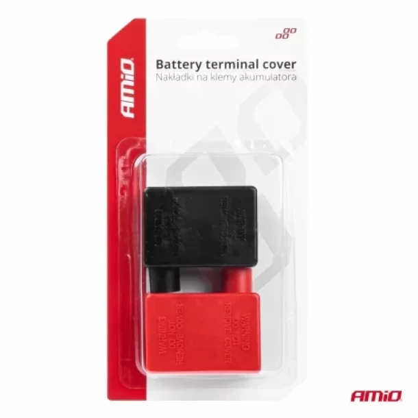 Amio battery terminal protection cover set, 2pcs - Red/Black