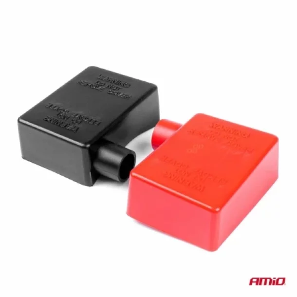 Amio battery terminal protection cover set, 2pcs - Red/Black