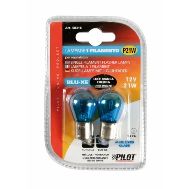 12V-os 21W-os fem foglalatos Blu-Xe izzo BA15s 2db-ujra lezarva,