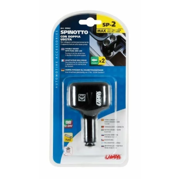 Twin lighter socket 12/24V-Resealed,