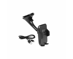 Suport telefon mobil cu ventuza, cap rotativ, incarcare Wireless Qi inductiva