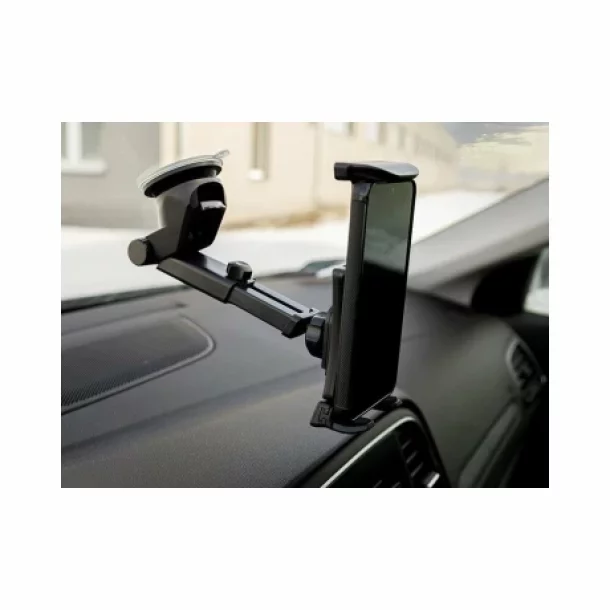 Mobile phone holder with suction cup, opening 100-200mm, with 6-point adjustment, Black