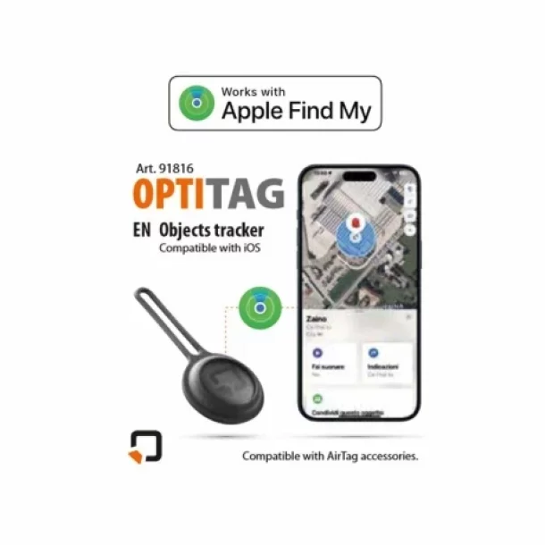 Opti Tag targykereso, mukodes az Apple Find My alkalmazasan keresztul