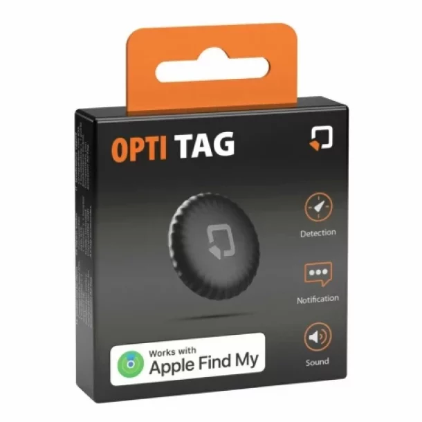 Opti Tag targykereso, mukodes az Apple Find My alkalmazasan keresztul