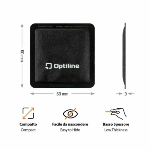 Localizator de obiecte Opti Tracker Compact, Ultra-subtire, cu adeziv, functionare prin aplicatia Find My de la Apple