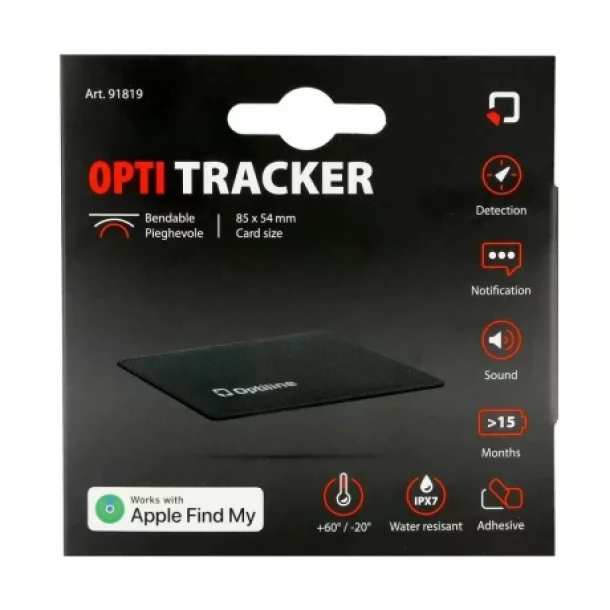Localizator de obiecte Opti Tracker Flex, Ultra-subtire, pliabil, cu adeziv, functionare prin aplicatia Find My de la Apple