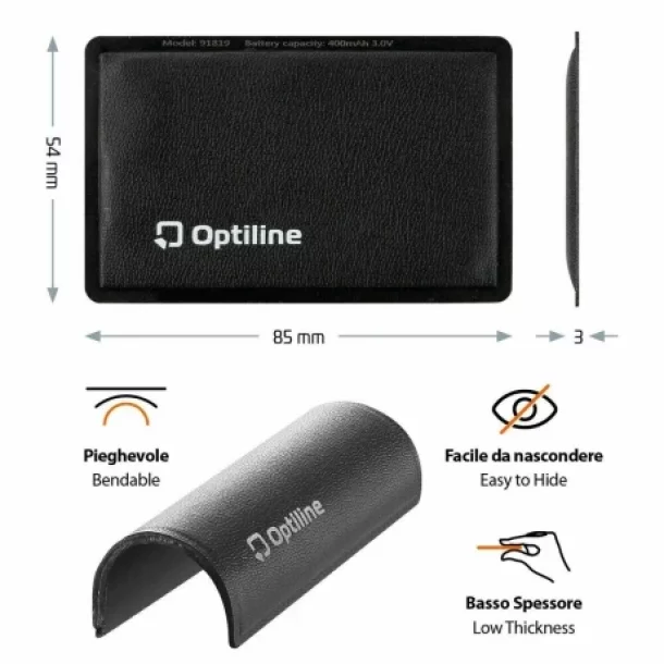 Localizator de obiecte Opti Tracker Flex, Ultra-subtire, pliabil, cu adeziv, functionare prin aplicatia Find My de la Apple