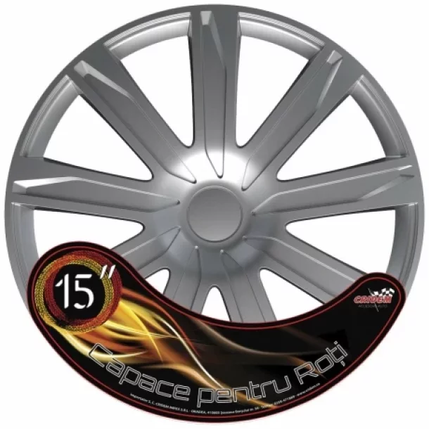 Set capace roti auto Cridem Raze 4buc - Argintiu - 15&#039;&#039;
