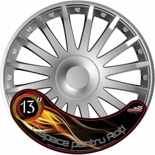 Set capace roti auto Cridem Crystal 4buc - Argintiu - 13&#039;&#039;-Resigilat,