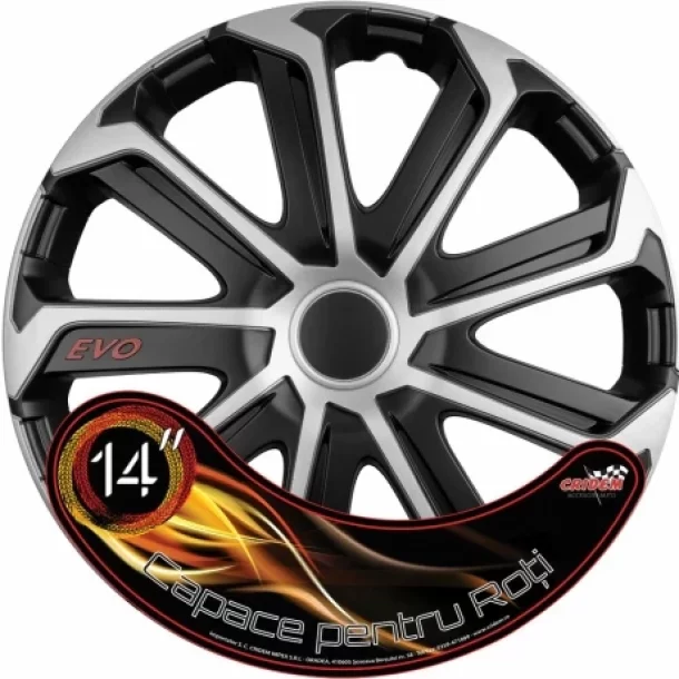Set capace roti auto Cridem Evo 4buc - Negru/Argintiu - 14&#039;&#039;-Resigilat,