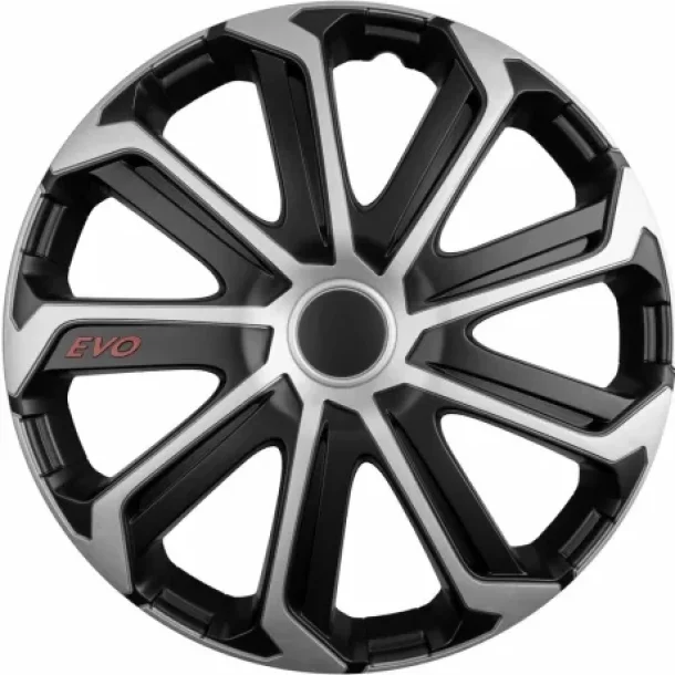 Set capace roti auto Cridem Evo 4buc - Negru/Argintiu - 14&#039;&#039;-Resigilat,