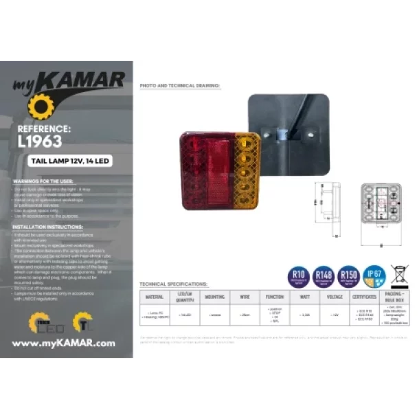 Kamar Hatso feklampa 5 funkcios 14LED 12V 1db