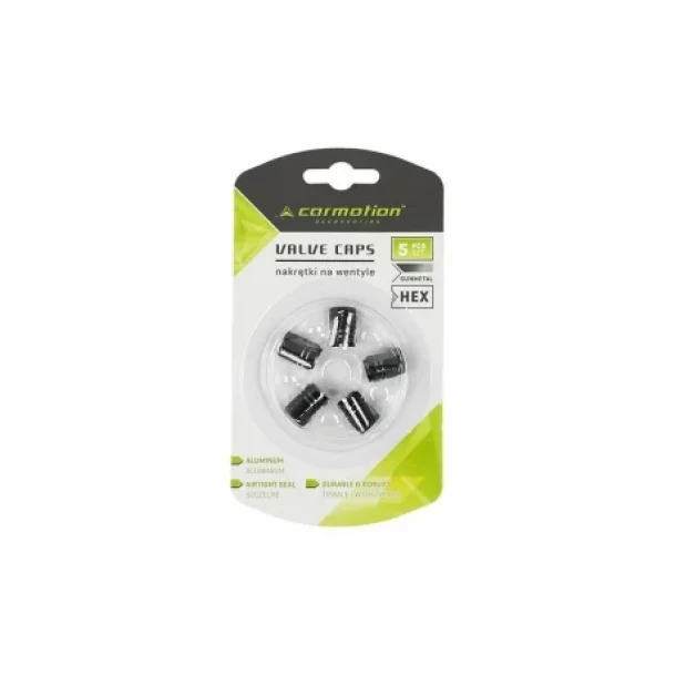 Valve caps aluminium Hexagonal, 5pcs - Gunmetal