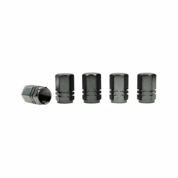 Valve caps aluminium Hexagonal, 5pcs - Gunmetal