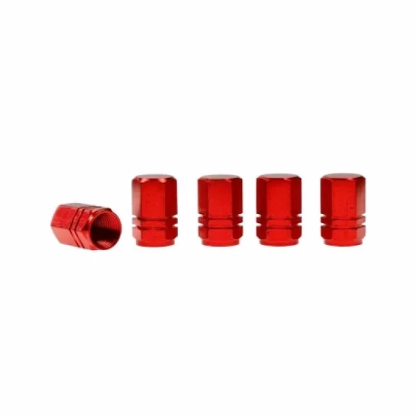 Hexagonal aluminium szelepsapka diszek, 5db - Piros