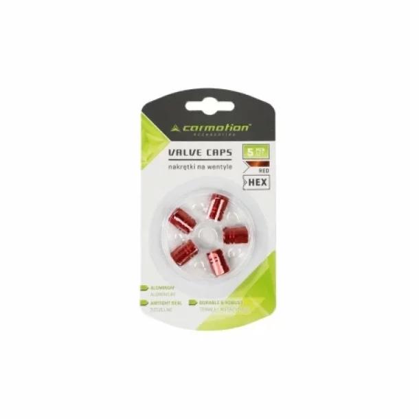 Hexagonal aluminium szelepsapka diszek, 5db - Piros