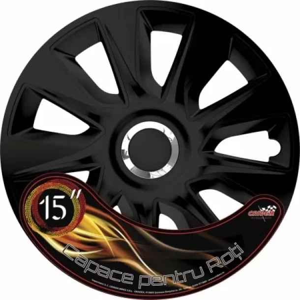 Set capace roti auto Cridem Stratos RC 4buc - Negru/Crom - 15&#039;&#039;-Resigilat,