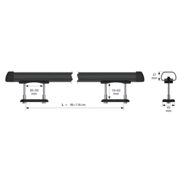 Club, set complet de bare portbagaj din otel - L - 127 cm