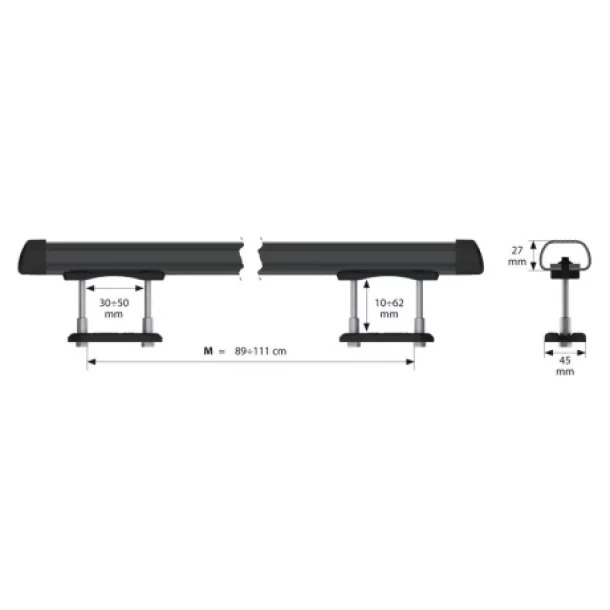 Club, set complet de bare portbagaj din otel - M - 120 cm