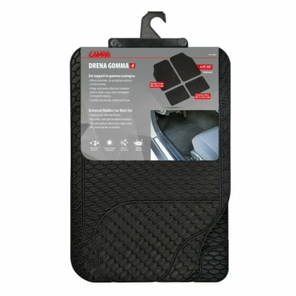 Covorase cauciuc universale Drena Gomma 4, 4buc - Negru