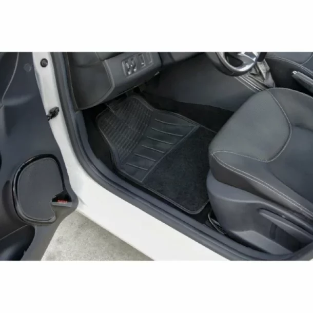 Covorase PVC/Mocheta universale Fusion 4buc - Negru